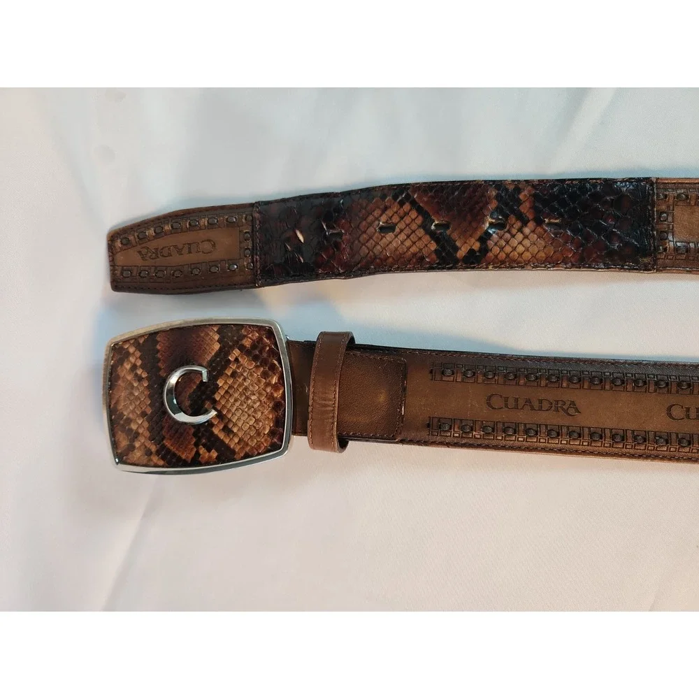 Cuadra Men's Brown Genuine Python Leather Western Belt Size 40 Exotic Mexico